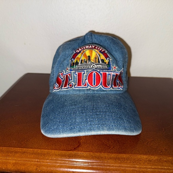 None Other - Vintage Embroidered St. Louis Denim Cap